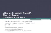 ¿Qué es la Justicia Global? Thomas  Pogge Comentario de Texto