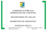 AUDIENCIA PÚBLICA RENDICIÓN DE  CUENTAS SECRETARIA DE SALUD MUNICIPIO  DE MOGOTES VIGENCIA  2013-1