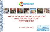 AUDIENCIA INICIAL DE RENDICIÓN PUBLICA DE CUENTAS  GESTION 2013