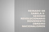 Reinado de Sabela II  sexenio revolucionario movemento obreiro nacionalismos