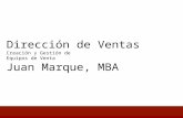 Dirección de Ventas Creación  y Gestión de Equipos de Venta Juan Marque, MBA