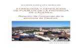 ETIMOLOGÍA Y GENTILICIOS DE PUEBLOS DE LA PROVINCIA DE CÁCERES