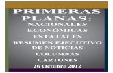 Primeras Planas Nacionales y Cartones 26 Octubre 2012