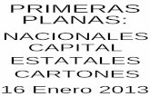 Primeras Planas Nacionales y Cartones 16 Enero 2013