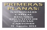 Primeras Planas Nacionales y Cartones 31 Agosto 2012