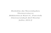 Novedades Hemeroteca :: Julio 2012 :: Biblioteca Karl C. Parrish :: Universidad del Norte