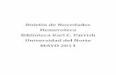 Novedades Hemeroteca :: Mayo 2011 :: Biblioteca Karl C. Parrish :: Universidad del Norte