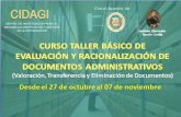 CURSO TALLER BÁSICO DE EVALUACIÓN Y RACIONALIZACIÓN DE DOCUMENTOS ADMINISTRATIVOS