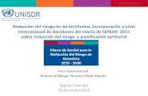 Reducción del riesgo en los territorios: Incorporación a nivel internacional de decisiones del marco de SENDAI 2015 sobre reducción del riesgo y planificación.