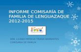INFORME COMISARÍA DE FAMILIA DE LENGUAZAQUE 2012-2015 DRA. LILIANA PATRICIA TRIANA BARRANTES COMISARIA DE FAMILIA.