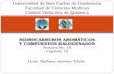 HIDROCARBUROS AROMÁTICOS Y COMPUESTOS HALOGENADOS Semana No. 18 Capítulo 12 Licda. Bárbara Jannine Toledo Universidad de San Carlos de Guatemala Facultad.