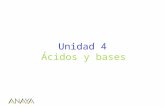 Unidad 4 Ácidos y bases. 0. IDEAS PREVIAS 0.1. Disoluciones acuosas 0.1. Primeras ideas A-B 1. TEORÍA DE ARRHENIUS 1.1. Definición A-B 1.2. Ventajas de.