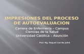 Carrera de Enfermería – Campus Ciencias de la Salud Universidad Católica – Asunción Prof. Mg. Raquel Carrillo Jofré.