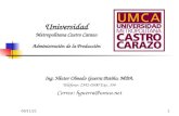 13/12/20151 Universidad Metropolitana Castro Carazo Administración de la Producción Ing. Héctor Olmedo Guerra Patiño, MBA. Teléfono: 2542-0300 Ext. 354.