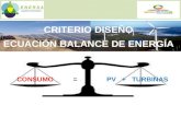 CRITERIO DISEÑO ECUACIÓN BALANCE DE ENERGÍA CONSUMO = PV + TURBINAS.