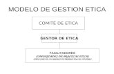 MODELO DE GESTION ETICA COMITÉ DE ETICA GESTOR DE ETICA FACILITADORES COMUNIDADES DE PRACTICAS ETICAS (CADA UNO DE LOS GRUPOS DE TRABAJO EN LAS OFICINAS)