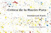 Crítica de la Razón Pura Immanuel Kant. Emilio Díaz Barrón.