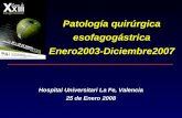 Patología quirúrgica esofagogástricaEnero2003-Diciembre2007 Hospital Universitari La Fe, Valencia 25 de Enero 2008.