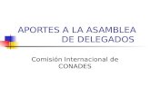 APORTES A LA ASAMBLEA DE DELEGADOS Comisión Internacional de CONADES.