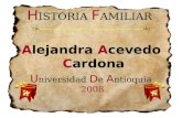 H ISTORIA F AMILIAR Alejandra Acevedo Cardona U niversidad D e A ntioquia 2008