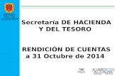 Secretaría DE HACIENDA Y DEL TESORO RENDICIÓN DE CUENTAS a 31 Octubre de 2014.