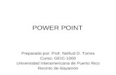POWER POINT Preparado por: Prof. Nelliud D. Torres Curso: GEIC-1000 Universidad Interamericana de Puerto Rico Recinto de Bayamón.