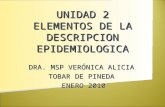 UNIDAD 2 ELEMENTOS DE LA DESCRIPCION EPIDEMIOLOGICA DRA. MSP VERÓNICA ALICIA TOBAR DE PINEDA ENERO 2010.