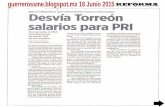 Desvía Torreón salarios para PRI| Regresan a sus curules y cobrarán julio y agosto