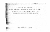 Carta pastoral del episcopado mexicano sobre el desarrollo e integración del país. México, 1968