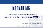 Correcta administración y operación del programa IMMEX