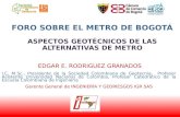 ASPECTOS GEOTÉCNICOS DE LAS ALTERNATIVAS DE METRO