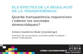 ELS EFECTES DE LA REGULACIÓ DE LA TRANSPARÈNCIA: Quanta transparència requereixen i toleren les societats democràtiques?