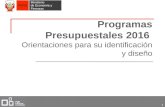 Programas Presupuestales 2016. Orientaciones para su identificación y diseño / Ministerio de Economía y Finanzas (Perú)
