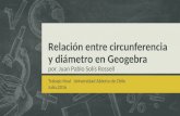 Relación entre circunferencia y diámetro en geogebra Juan Pablo Solís Rossell