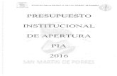 Presupuesto Institucional de Apertura 2016