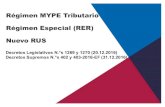 Régimen MYPE Tributario Régimen Especial (RER) Nuevo RUS