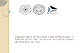FCTA-UNP: Estudio sobre condiciones socio ambientales  y hábitos de estudio de los alumnos de la carrera de Derecho, en Pilar