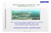 BIOCOMBUSTIBLES DE ZIERBENA S.A. - .BIOCOMBUSTIBLES DE ZIERBENA, S.A. Planta para Producci³n de Biodiesel en el Puerto de Bilbao. Solicitud de Autorizaci³n Ambiental MEMORIA