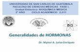 Generalidades de HORMONAS - Bioquímica fundamental · PDF fileClasificación de las Hormonas Por su mecanismo de acción: I. Hormonas que se unen a receptores intracelulares. II.