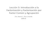 Lección 3: Introducción a la Factorización y Factorización ... · PDF file•Tercero: Sacamos los factores comunes fuera del paréntesis, en este caso el 2 y x2, (los escribimos