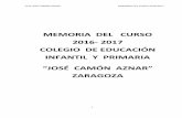 MEMORIA DEL CURSO 2016- 2017 COLEGIO DE EDUCACIÓN INFANTIL ...ceipcamonaznar.catedu.es/wp-content/uploads/2017/07/MEMORIA-DE… · INFANTIL Y PRIMARIA ... VALORACIÓN DE LA MEMORIA