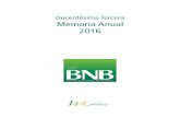 Ducentésima Tercera Memoria Anual 2016 - bnb.com.bo · PDF fileAsociación de Bancos Privados de Bolivia Sucre - Estado Plurinacional de Bolivia, ... o 13% más que en 2015, lo que