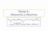 Tema 4.- Alquenos y Alquinos · PDF filealcanos de igual números de átomos de carbono. La estereoquímica E/Z de los alquenos afecta a sus constantes, sobre todo los puntos de fusión,