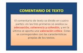 COMENTARIO DE TEXTO apuntes - En portada · ¾La coherencia: Determina la estructura del texto en función de su tipología textual. El comentario de texto se organiza en cuatro ...