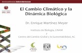 El Cambio Climático y la Dinámica Biológica · El cambio climático es el tema ambiental de mayor ... de adaptación de las especies ... La incertidumbre en las proyecciones de