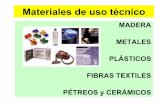 Materiales de uso técnico - TECNO Y TIC · En 1935, se sintetiza el nylon, primera fibra sintética. Y la historia continúa ... -Incineración (alto poder calorífico) • Definición