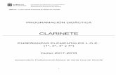 CLARINETE - Gobierno de Canarias · 38009114 – Conservatorio Profesional de Música S/C Tenerife PROGRAMACIÓN DIDÁCTICA CLARINETE ENSEÑANZAS ELEMENTALES L.O.E. (1º, 2º, 3º