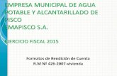 POTABLE Y ALCANTARILLADO DE PISCO …emapisco.com/files/Formato_rendicion_cuentas.pdfde Agua Potable (S/. /m3) ... Reservorio de Agua Potable al 31.12.2015 Localidad Capacidad (m3)