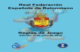 Real Federación Española de Balonmano - … - Edicion de Reglas... · ÍNDICE Pág. Reglas de Juego, Gestoforma, Aclaraciones y Reglamento de la Zona de Cambios Prólogo 3 Reglas