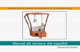 Manual de sintaxis del español - Mallorca @ …. AMPLIACION... · Manual de sintaxis. Manual de sintaxis del español. Relaciones entre la sintaxis y la semántica
